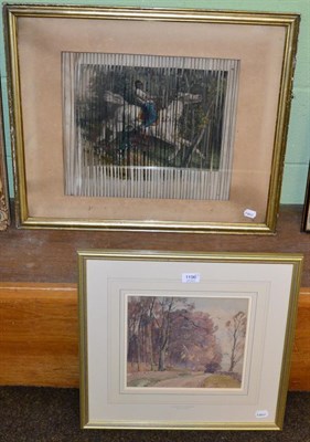 Lot 1196 - A Victorian three way picture and a watercolour depicting a woodland scene, mount inscribed...