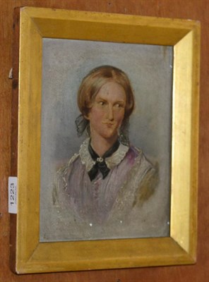 Lot 1223 - After George Richmond RA (1809-1896)  Portrait of a Emily Bronte, oil on panel, based on the...