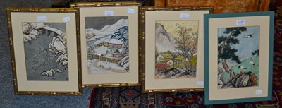 Lot 1229 - Four Japanese gouache paintings