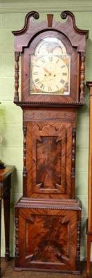 Lot 1242 - A mahogany eight day longcase clock, painted arched dial, signed Jno Allott, Bradford, circa 1840