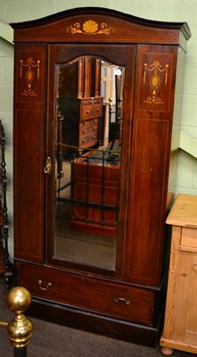 Lot 1254 - An Edwardian inlaid mahogany mirror fronted wardrobe