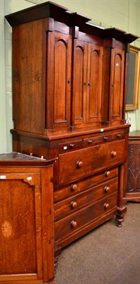 Lot 1262 - A Victorian oak and mahogany cabinet on chest