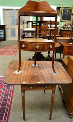 Lot 1284 - A George III mahogany corner wash stand together with a 19th century mahogany Pembroke table (2)