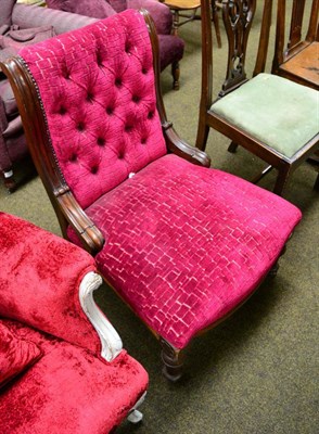 Lot 1303 - A Victorian red upholstered nursing chair