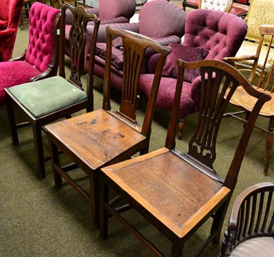 Lot 1304 - A George III provincial dining chair with solid seat; another similar example; and a later mahogany