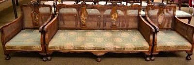 Lot 1313 - A Chinoiserie three piece bergere suite