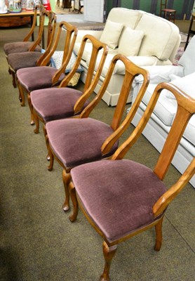 Lot 1318 - A set of four Queen Anne style mahogany dining chairs together with two carved oak dining...