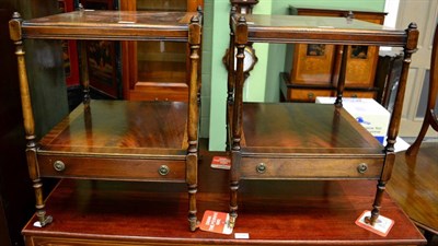 Lot 1335 - A pair of reproduction mahogany side tables