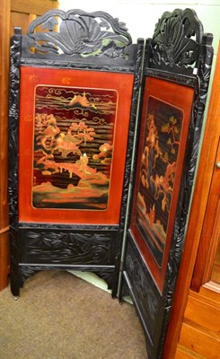 Lot 1341 - An Oriental Japanned folding screen