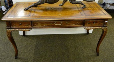 Lot 1353 - An early 20th century chinoiserie decorated writing table stamped Drexel