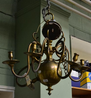 Lot 1354 - A Dutch style six light bronze chandelier (a.f.)