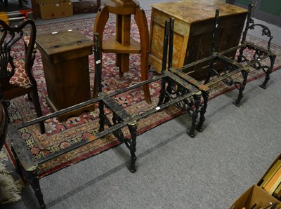 Lot 1369 - A pair of Victorian wrought iron benches   Provenance by repute: Cast iron seat frames came...