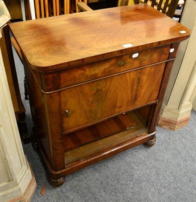 Lot 1371 - A 19th century French mahogany side cabinet, frieze drawer, single cupboard, 86cm in height