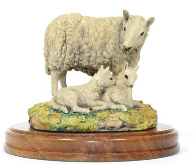 Lot 14 - Border Fine Arts 'Cheviot Ewe and Lambs', model No. unknown by Mairi Laing Hunt, limited...
