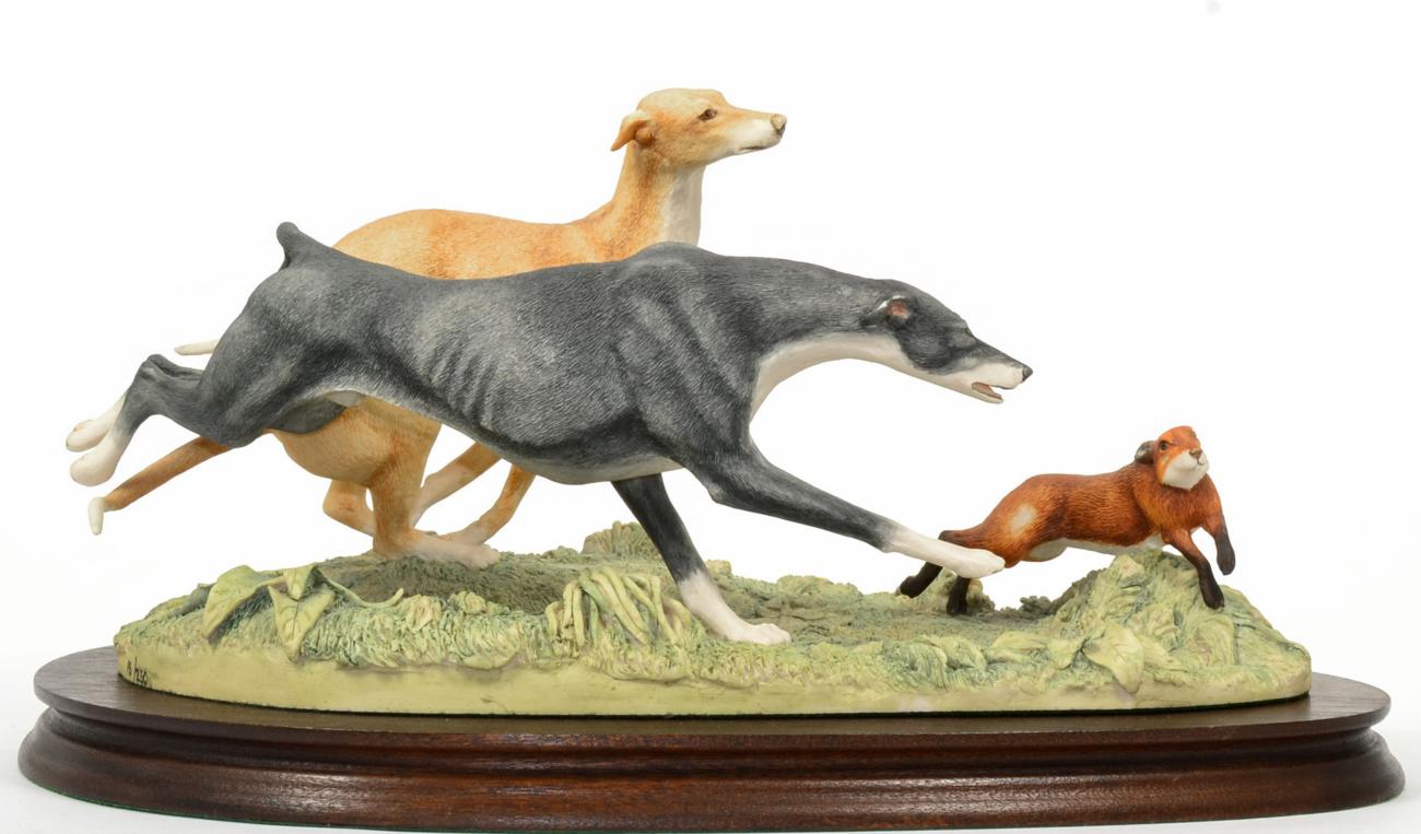 Lot 25 - Border Fine Arts 'Greyhounds Coursing', model No. EW2 by Elizabeth Waugh, limited edition...