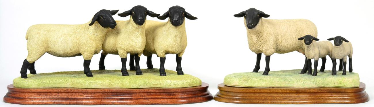 Lot 42 - Border Fine Arts 'Suffolk Ewe and Lambs' (Style One), model No. L87 by Ray Ayres, limited...