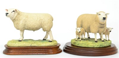Lot 47 - Border Fine Arts 'Texel Ewe and Lambs' (Style One), model No. L37 by Ray Ayres, limited edition...