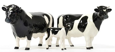 Lot 62 - Beswick Cattle Comprising: Friesian Bull Ch. ";Coddington Hilt Bar";, model No. 1439A, Friesian Cow