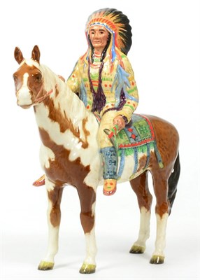 Lot 85 - Beswick Mounted Indian, model No. 1391, skewbald gloss