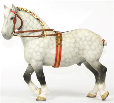 Lot 86 - Beswick Percheron, Harnessed Horse, model No. 2464, dappled grey matt