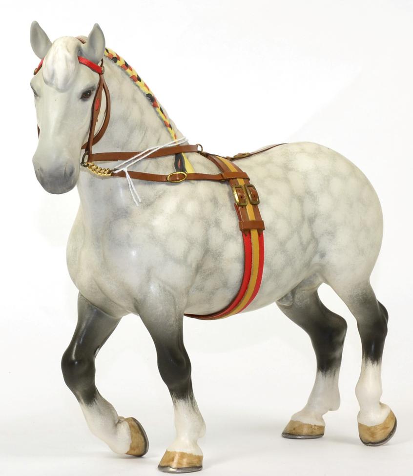Lot 87 - Beswick Percheron, Harnessed Horse, model No. 2464, dappled grey matt