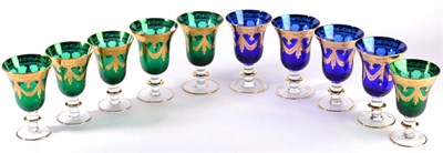 Lot 141 - Gilt decorated wine goblets by Interglass of Italy (10)