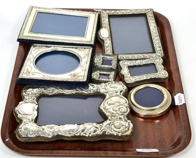 Lot 146 - A collection of seven silver photograph frames, various sizes including a miniature double example