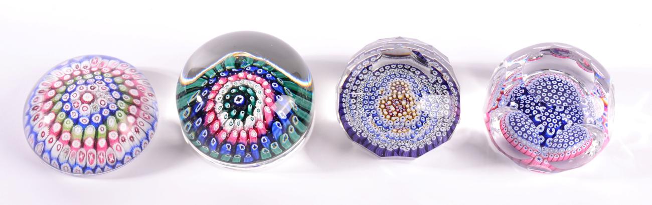 Lot 153 - Four millefiori glass paperweights