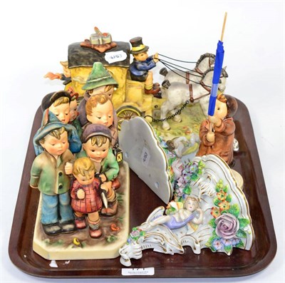 Lot 171 - A Hummel coach and horses, 1997, with a figural group and another together with a pair of...
