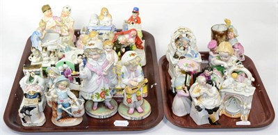 Lot 173 - Quantity of assorted Continental ceramics including fairings, and a pair of 'Rich' and 'Poor'...