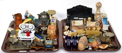 Lot 176 - Assorted collectable items, dolls house items including metalwares, scent bottles, miniature...