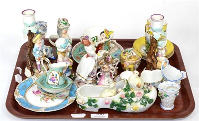 Lot 186 - Tray of assorted decorative Continental ceramics etc