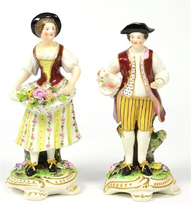 Lot 194 - Pair of 19th century Derby figures of a shepherd and flower seller (2)