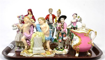 Lot 202 - Meissen group of two young cherubs (a.f.), pair of Samson figures, other continental ceramics...