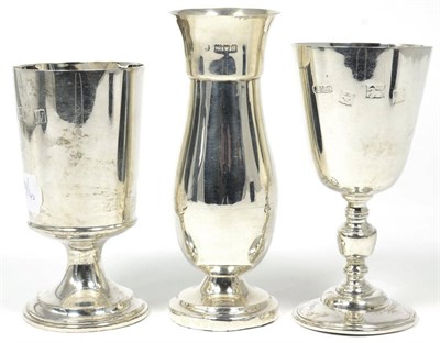 Lot 205 - Two silver York Minster commemorative goblets, Birmimgham 1971/72; and a silver vase, London...