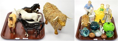 Lot 223 - Beswick horses including ";Highland Pony";, dunn gloss and Shetland pony with three others; a...