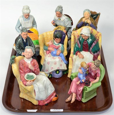 Lot 225 - Royal Doulton figures and groups to include When I Was Young; Eventide; A Stitch in Time;...