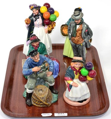 Lot 231 - Royal Doulton figures to include Silks and Ribbons; Balloon Girl and The Lobster Man