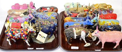 Lot 237 - A large group of cow parade porcelain and resin figures (two trays)