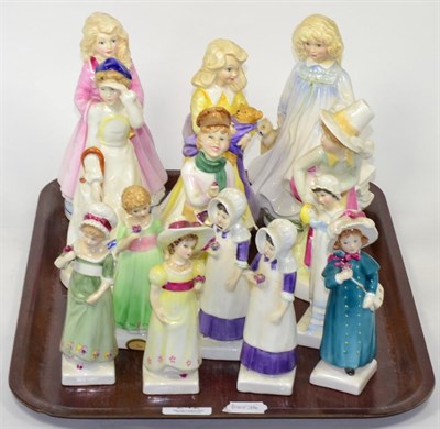 Lot 242 - Royal Doulton figures to include seven from the Kate Greenaway collection, Nursery Rhymes...