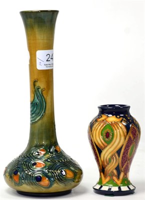 Lot 247 - A modern Moorcroft pottery vase, signed in gold pen Rachel Bishop and dated 22.3.97, 21cm; and...