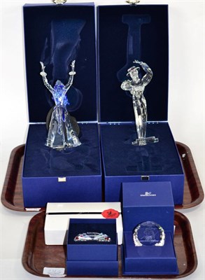 Lot 272 - Two Swarovski crystal figure of dancers, Antonio and Isadora, with boxes and stand