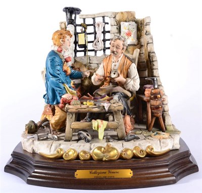 Lot 288 - Capodimonte Venere 'La Bottega Delcalzolaio' (The Shoemaker's Shop), 30cm high