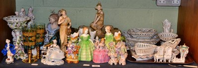 Lot 304 - A large quantity of Continental ceramics, lattice rim plates, decorative china and figures,...