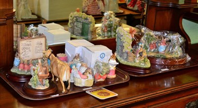 Lot 312 - A group of Border Fine Arts Beatrix Potter tableau and other items, all with boxes; and a model...