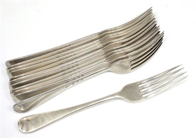 Lot 322 - A set of twelve silver dessert forks, Goldsmiths & Silversmiths, London 1930, 19.3ozt