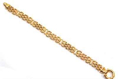 Lot 336 - A 9 carat gold fancy gate link bracelet, length 19cm