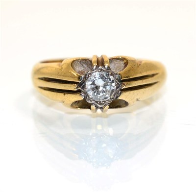 Lot 359 - A solitaire diamond ring, a round brilliant cut diamond in an extended claw setting, to a...