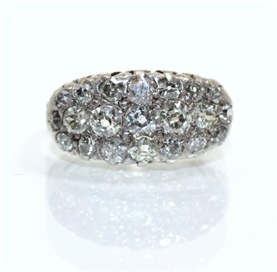 Lot 361 - A diamond cluster ring, an oval plaque pavé set with old cut diamonds, total estimated diamond...