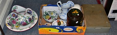 Lot 407 - A Copeland Spode floral decorated wash set, stone eggs and other items